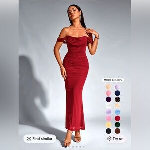 Elegant Off-Shoulder Red Dress